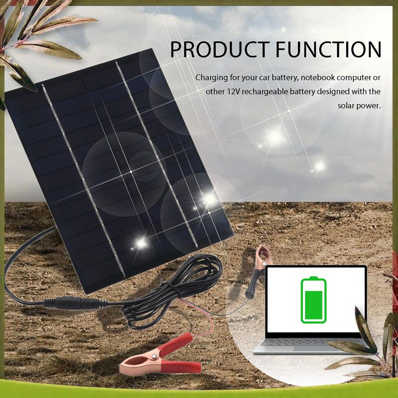 Solar Emergency Charger - AB98-5.5W 12V Solar Panel Battery Charger