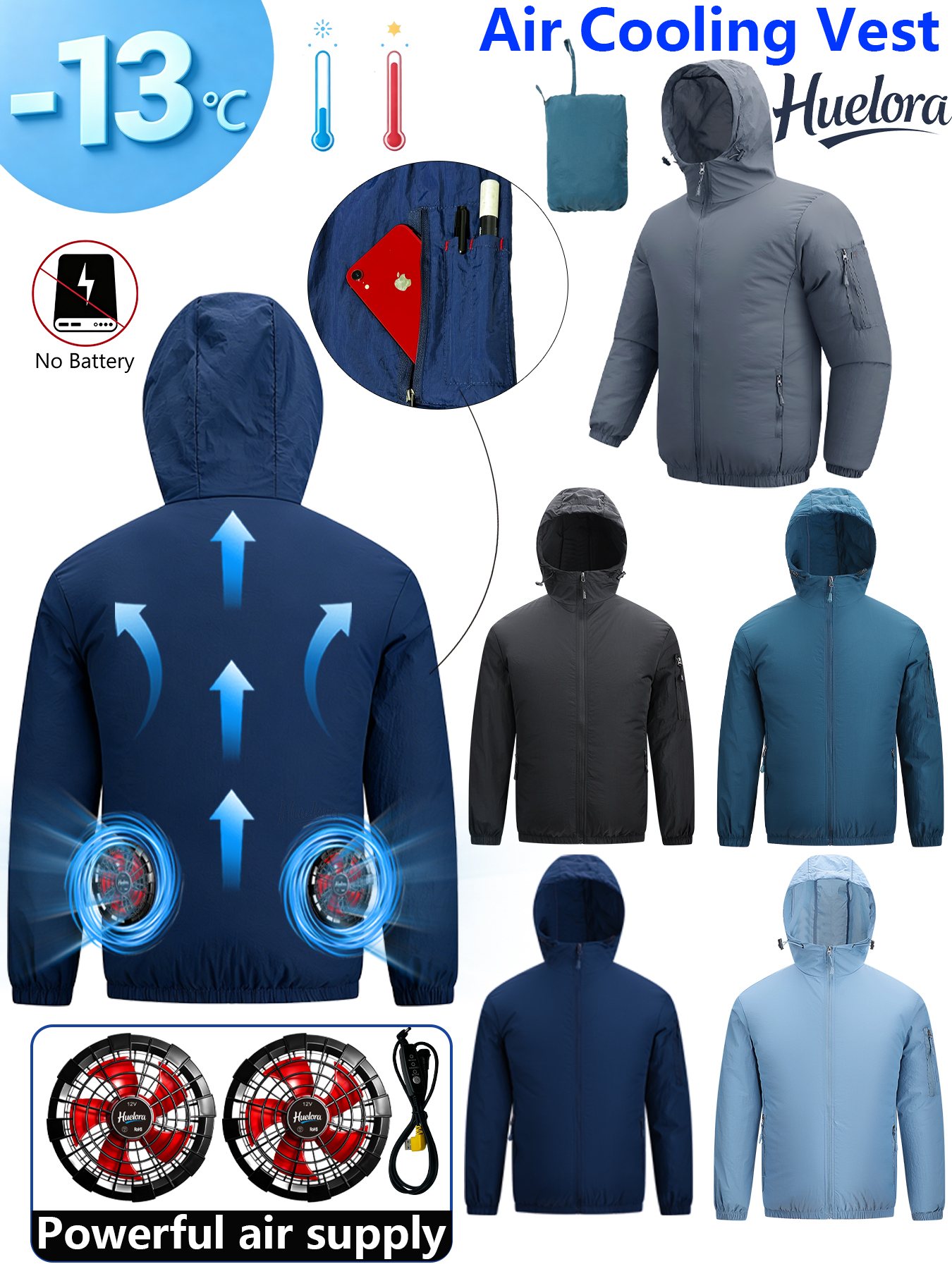 Fishing Kit Compact - Men's Hooded USB Cooling Jacket with