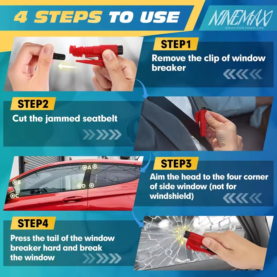 Safety Hammer Car Escape Tool  - đánh giá và giá Rescue Rope Throw